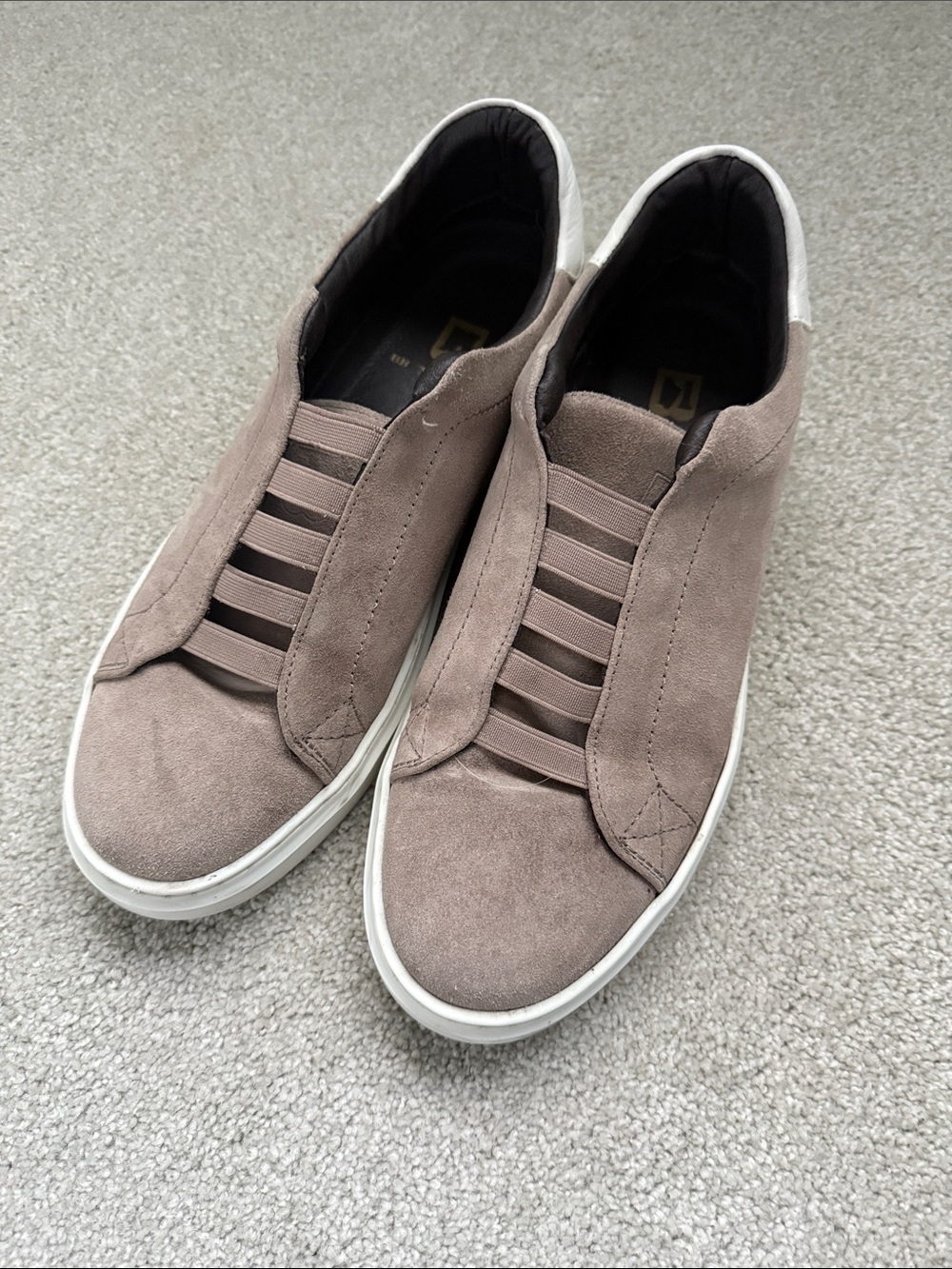 Men's Size 10 M by Bruno Magli Salvador Slip-On Suede Sneakers - Taupe